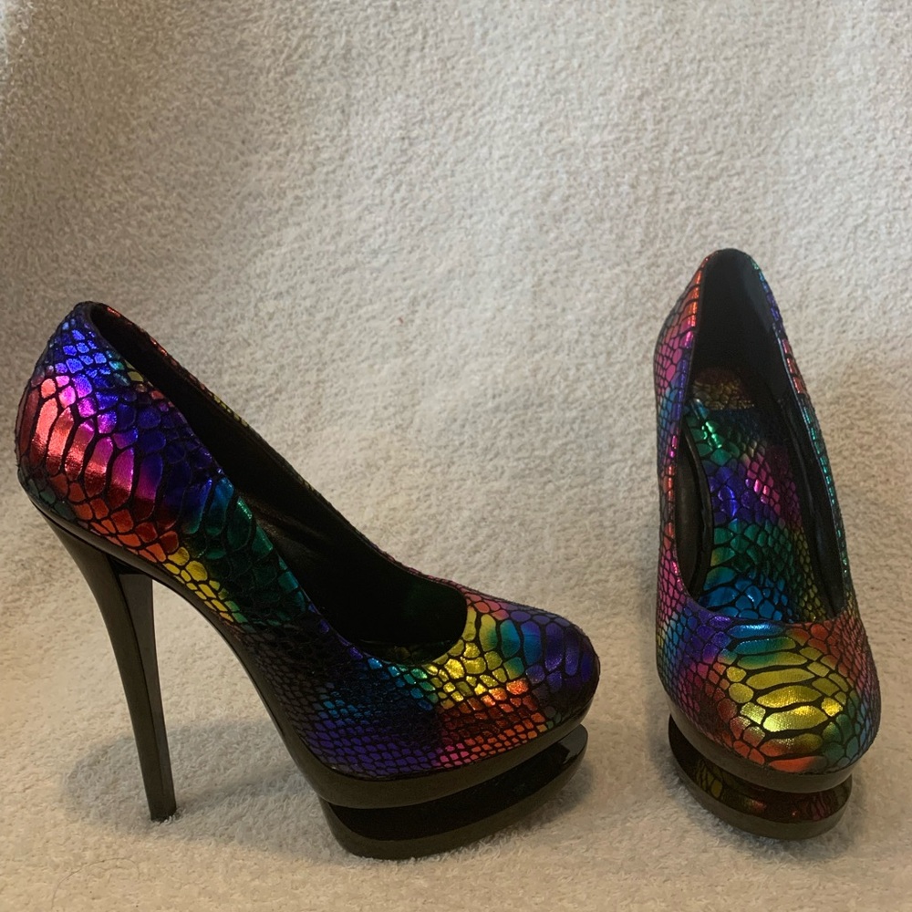 Multicolor Platform Heels